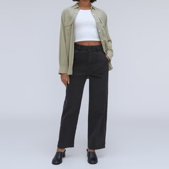 NWOT Everlane Organic Cotton Wide-Leg Pant | Black | Size 4 - Picture 2 of 4